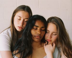 Teenage girls looking tired